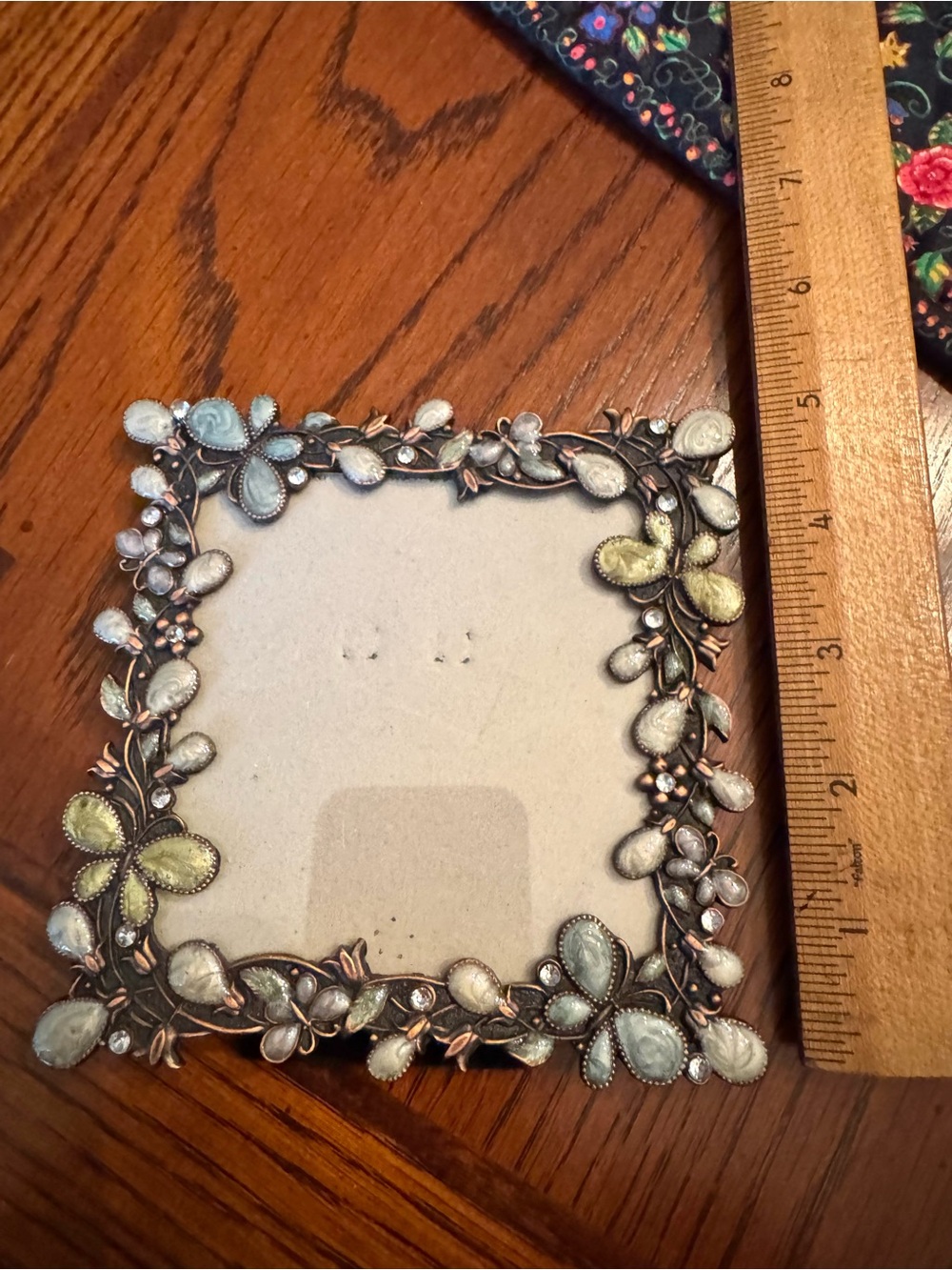 Williamstown Frame Co Butterfly Rhinestone Enamel 4x4 Metal Photo Frame - Picture 4 of 5